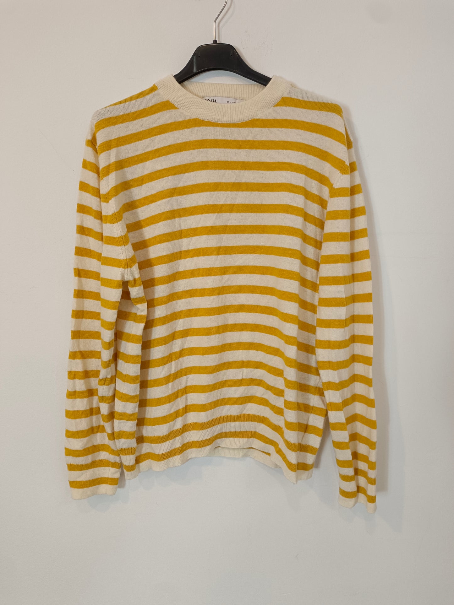 ZARA. Jersey rayas beige y amarillo T.l