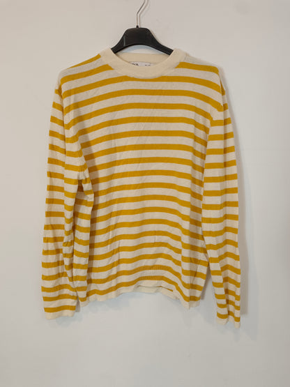 ZARA. Jersey rayas beige y amarillo T.l