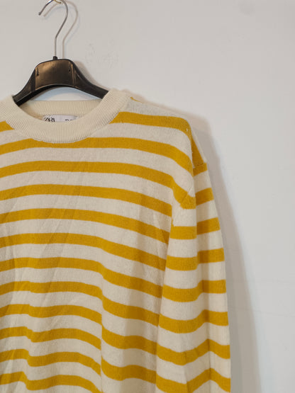 ZARA. Jersey rayas beige y amarillo T.l