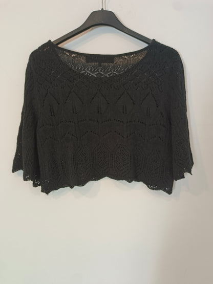 HOUSE OF HARLOW. Top negro croché punto T.s