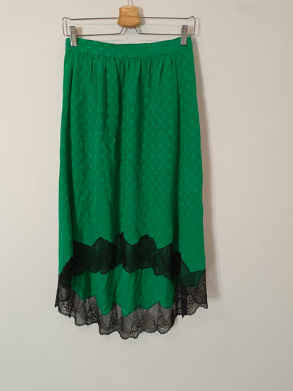 ZADIG&VOLTAIRE. Falda verde seda asimétrica T.36
