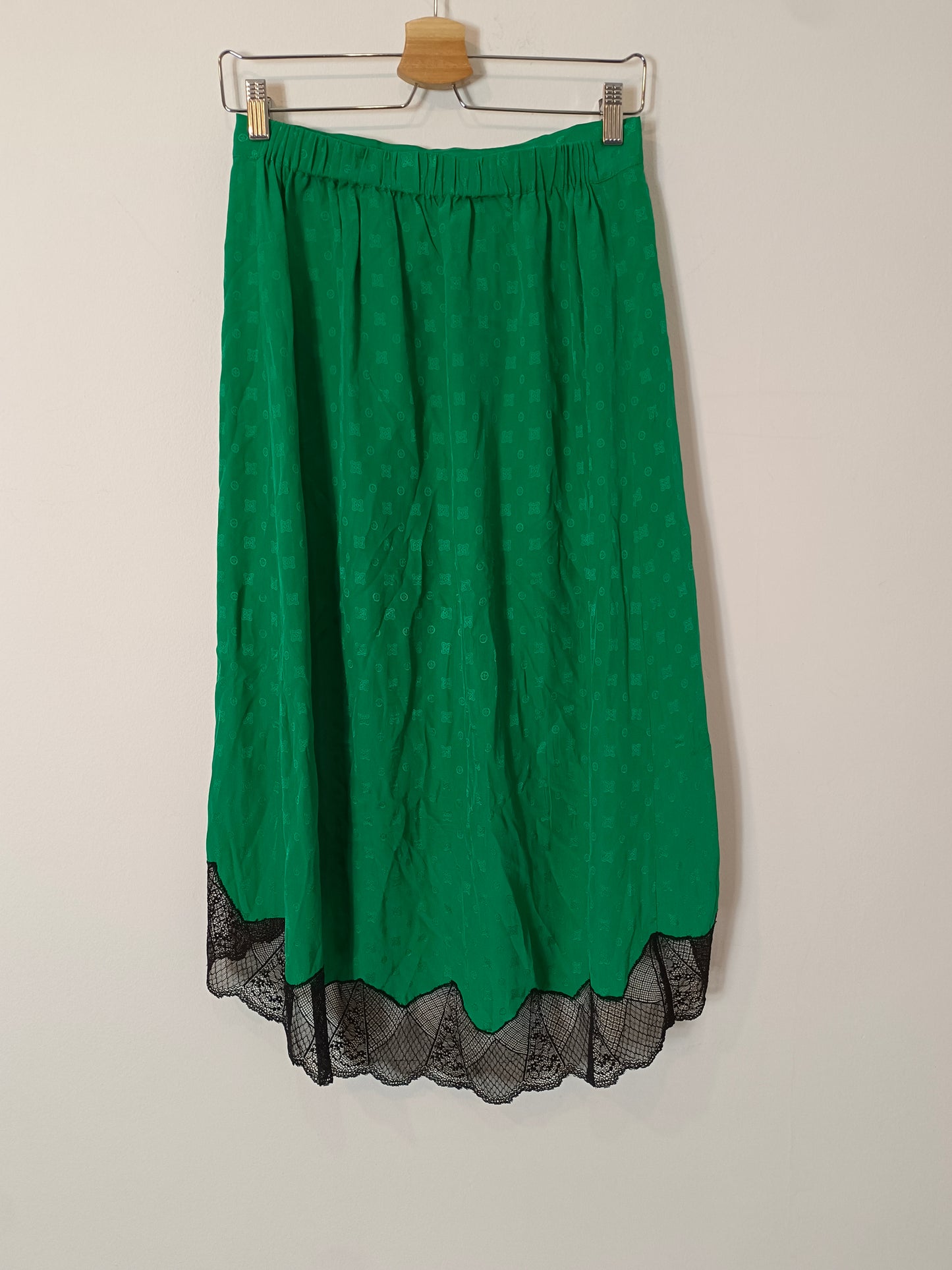 ZADIG&VOLTAIRE. Falda verde seda asimétrica T.36