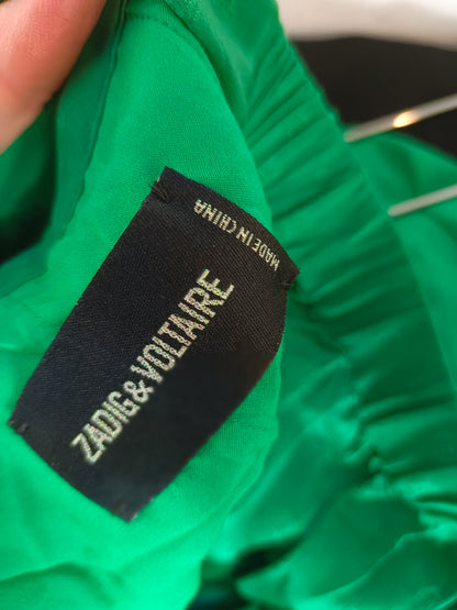 ZADIG&VOLTAIRE. Falda verde seda asimétrica T.36