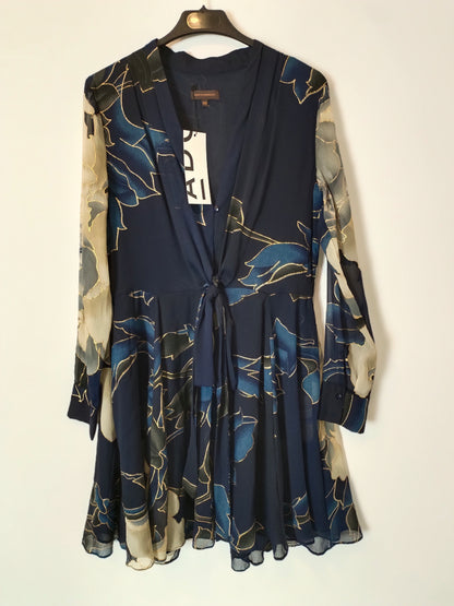 ADOLFO DOMINGUEZ. Vestido azul flores T.m