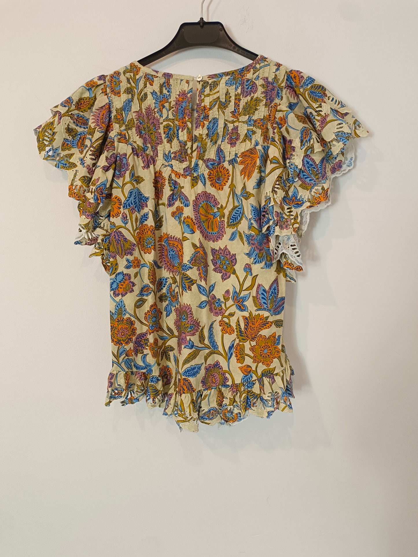 THE PETITE FRANÇAISE. Beige floral blouse T.34 (S)