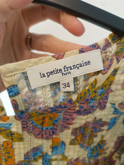 THE PETITE FRANÇAISE. Beige floral blouse T.34 (S)