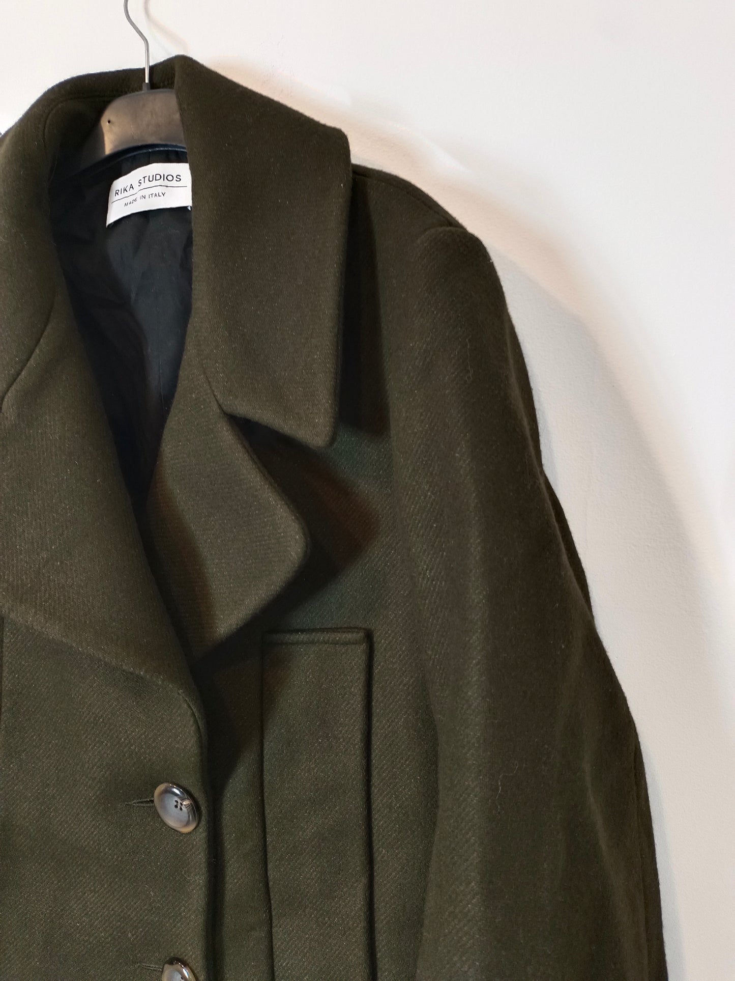 RIKA STUDIOS. Green wool coat Yours