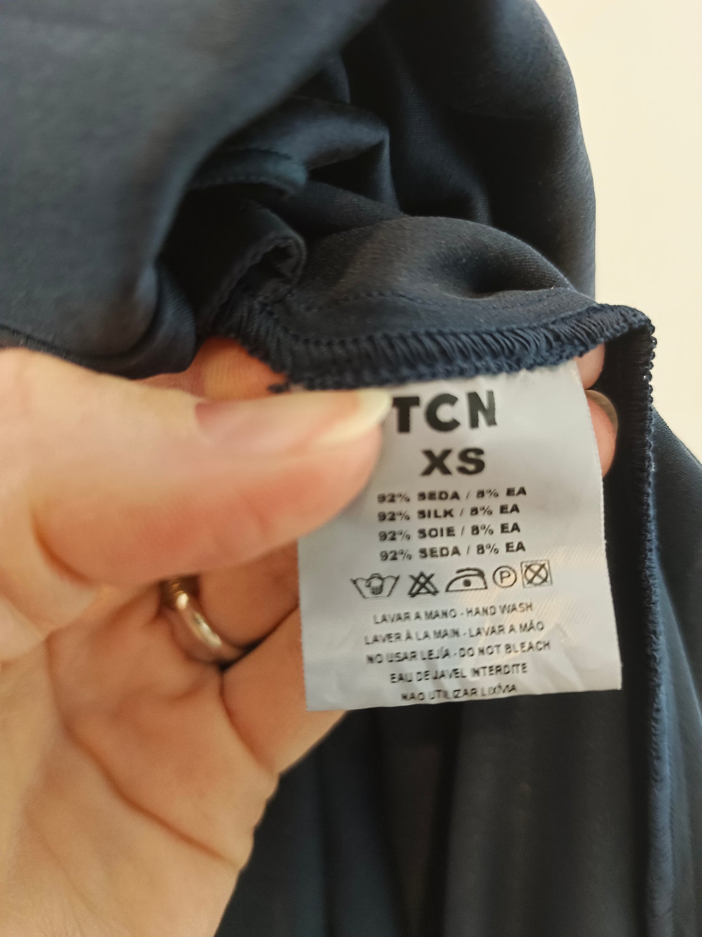 TCN. Falda larga azul seda T.xs