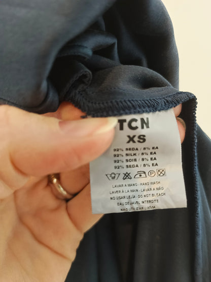 TCN. Falda larga azul seda T.xs