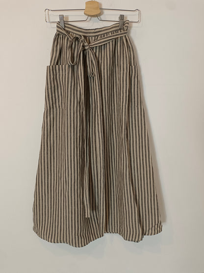 CORTANA. Falda midi lino rayas T.36