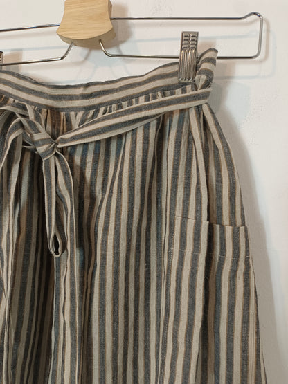 CORTANA. Falda midi lino rayas T.36