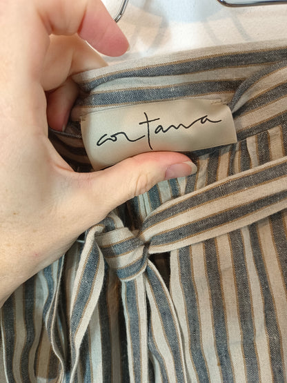 CORTANA. Falda midi lino rayas T.36