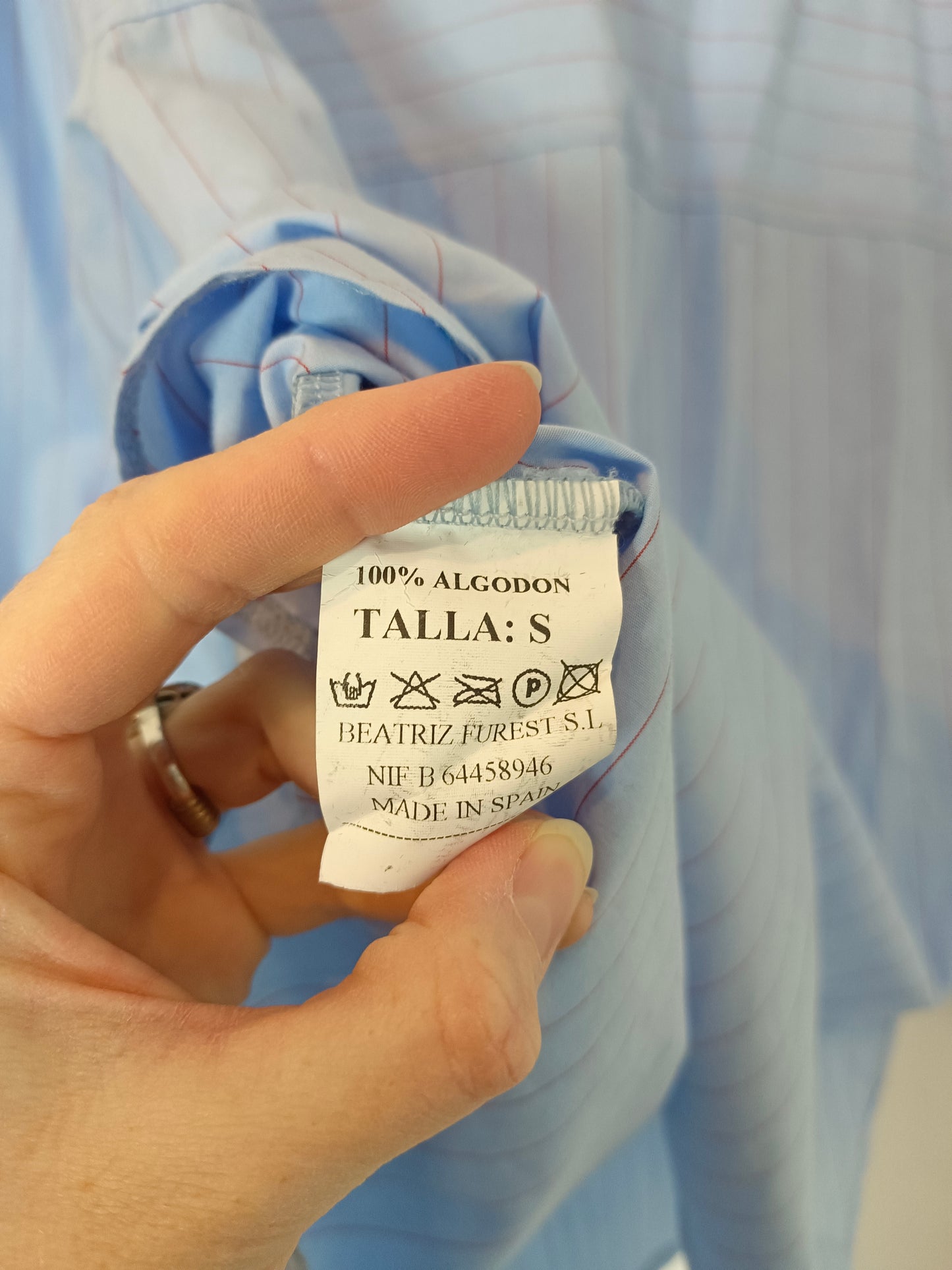 BEATRIZ FUSTER. Blusa azul rayas T.s