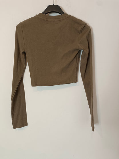 ZARA. Top marrón elástico. T S
