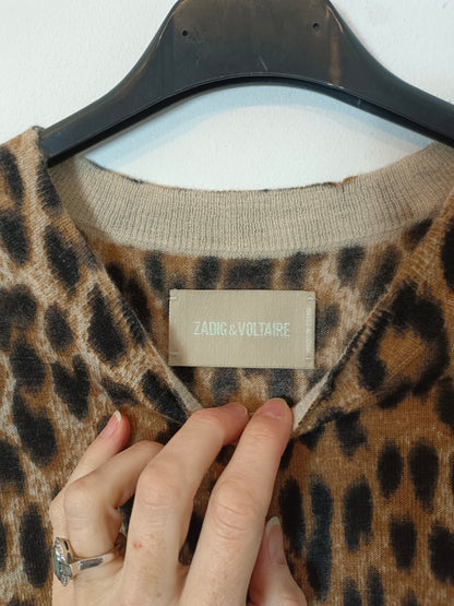 ZADIG&amp;VOLTAIRE. Animal print round neck sweater. T.S.
