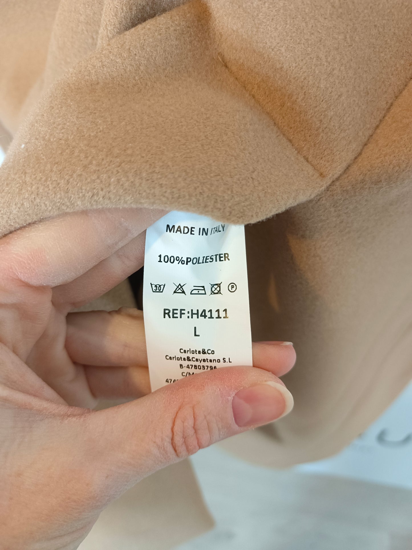 CARLOTA&CO. Abrigo paño camel T. l