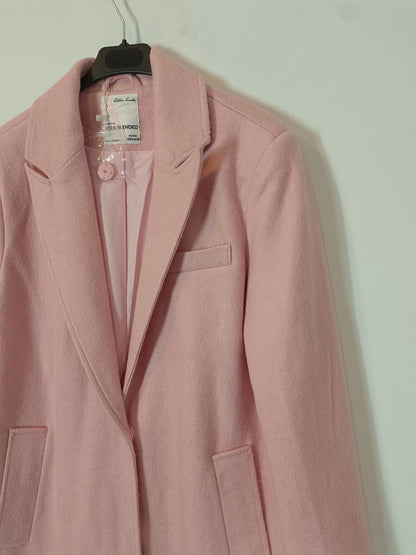 AMISÚ. Abrigo paño rosa T.40