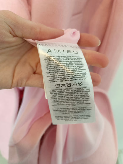 AMISÚ. Abrigo paño rosa T.40