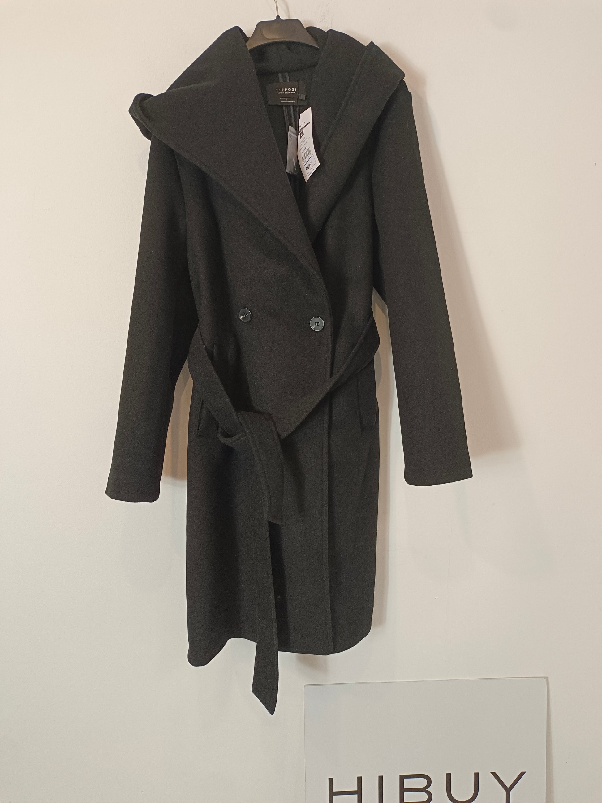 Abrigo Paño Abrigos Tiffosi Abrigo De Palo Negro Con Capucha