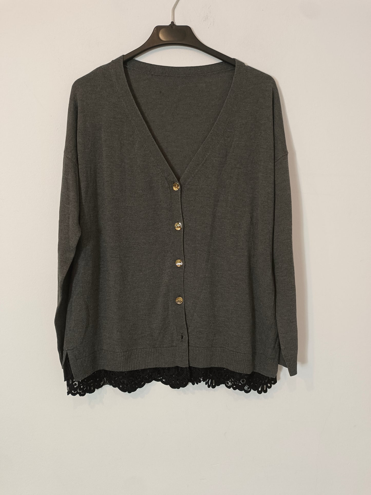 PEDRO DEL HIERRO. Gray lace cardigan YOUR(S)
