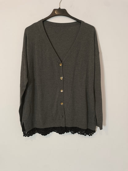 PEDRO DEL HIERRO. Gray lace cardigan YOUR(S)