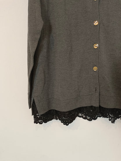 PEDRO DEL HIERRO. Gray lace cardigan YOUR(S)