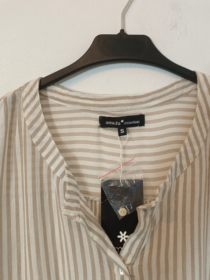 AMICHI. Beige and white striped blouse Ts