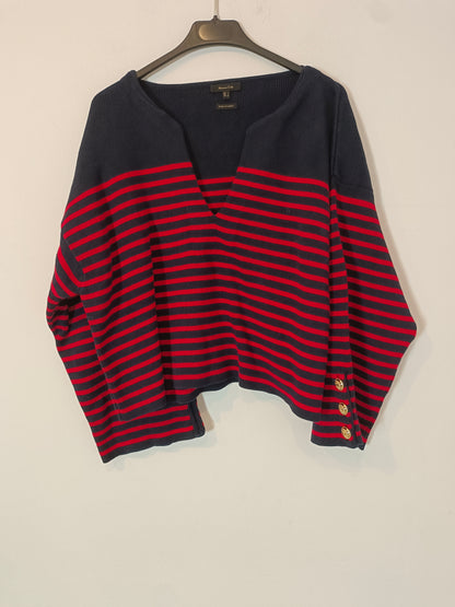 MASSIMO DUTTI. jersey azul con rayas T.s