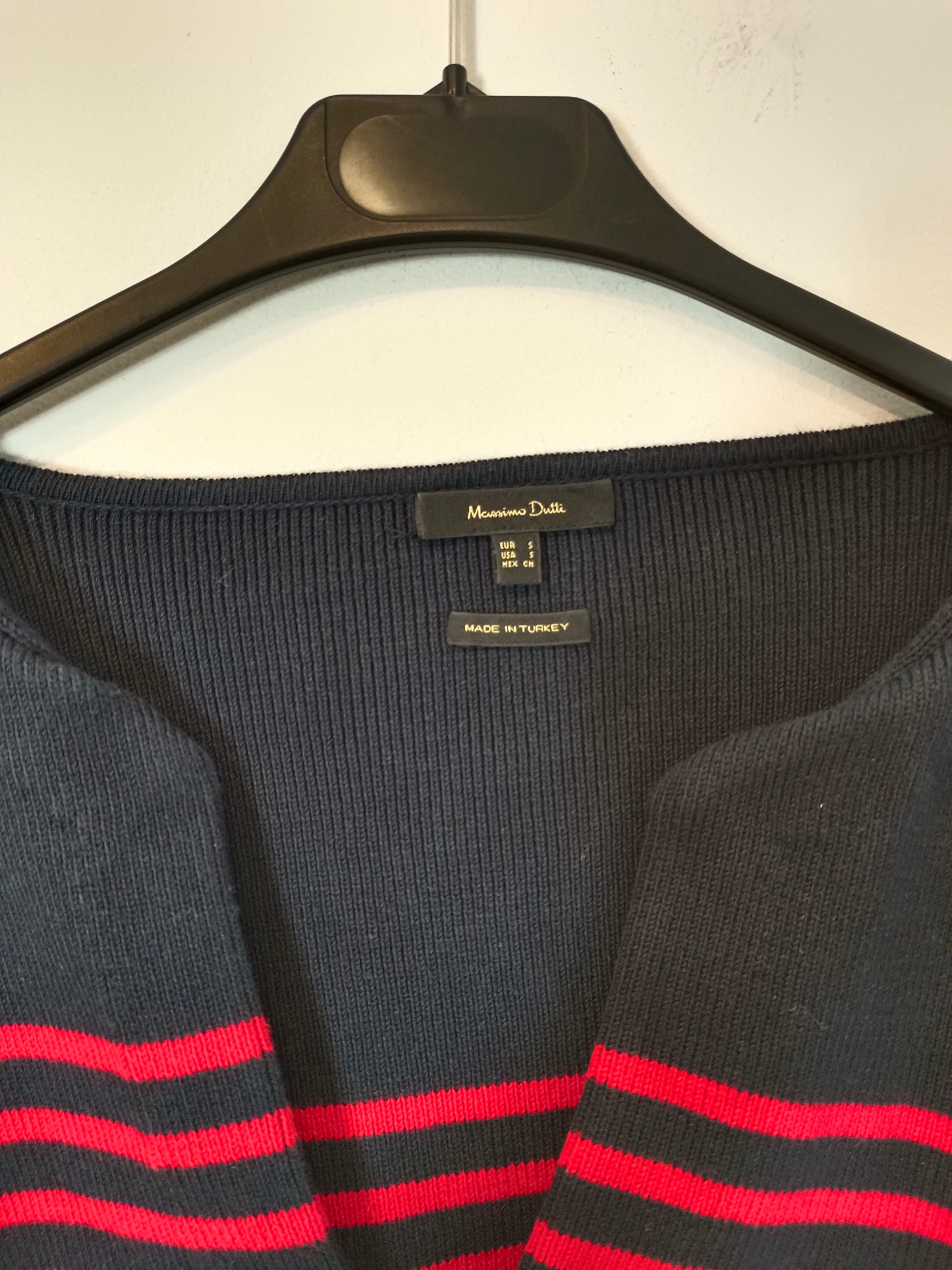 MASSIMO DUTTI. jersey azul con rayas T.s