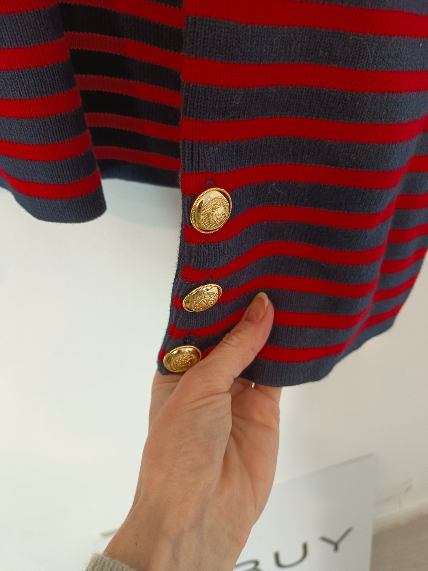 MASSIMO DUTTI. jersey azul con rayas T.s