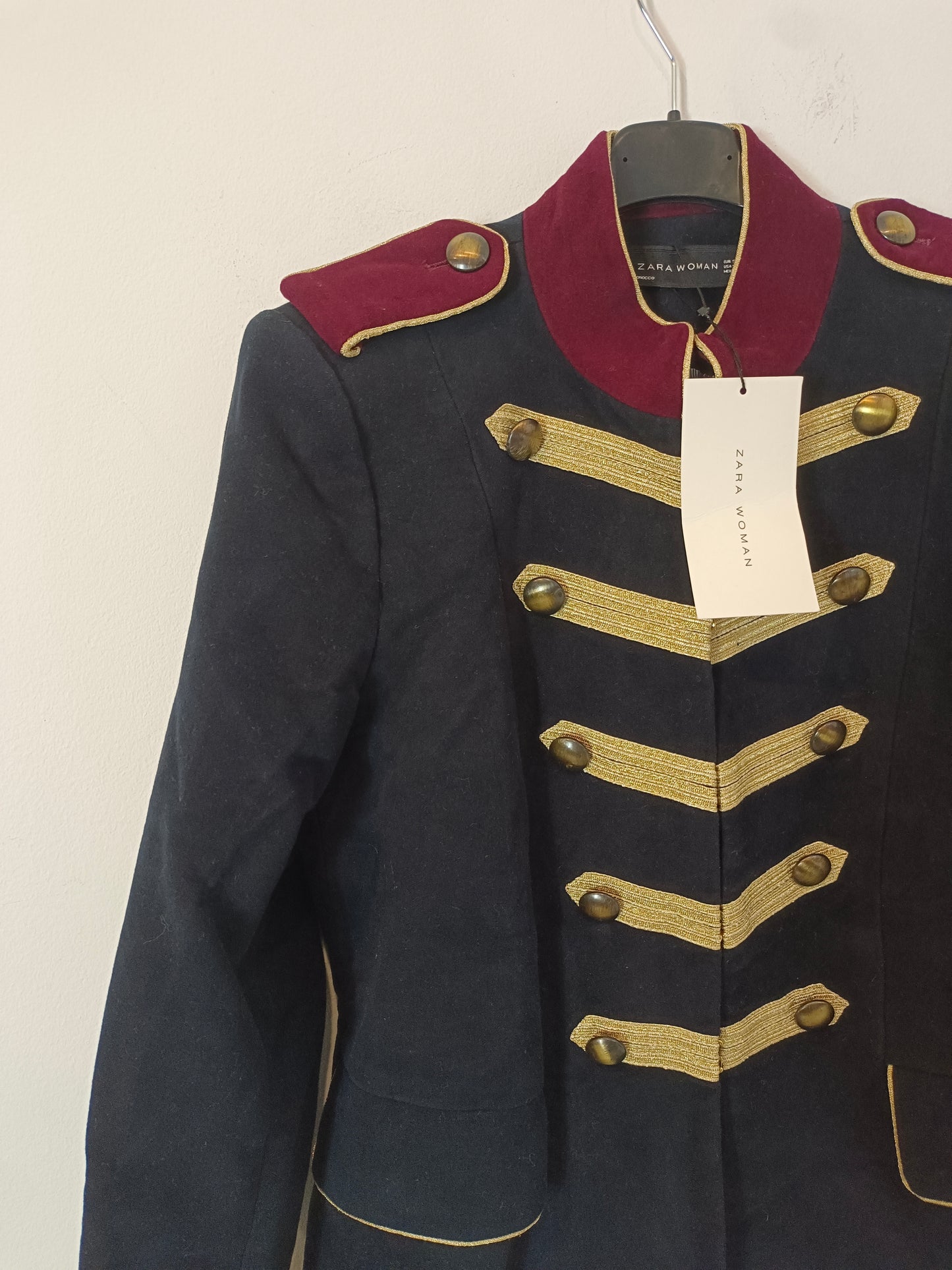 ZARA. Blue coat with gold details Ts
