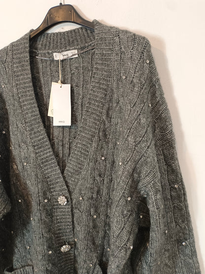 MANGO. Grey jewel-buttoned Ts sweater
