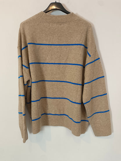 MANGO. Striped beige sweater TM