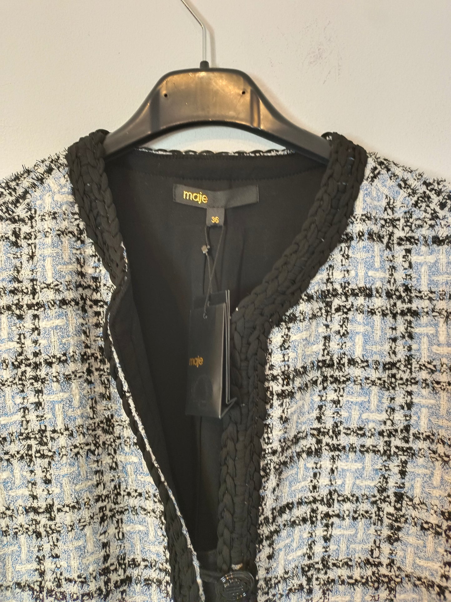 MAJE. Short buttoned tweed dress, size 36