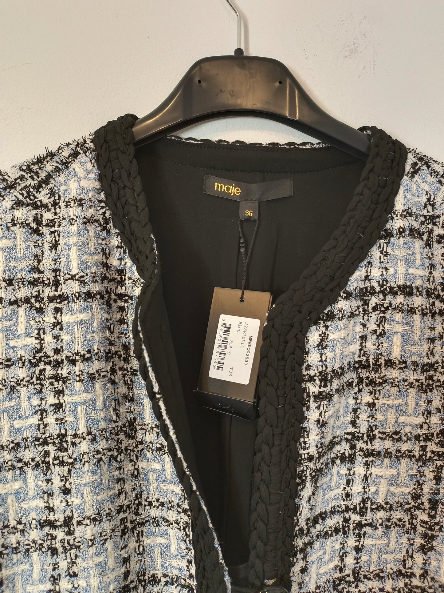 MAJE. Short buttoned tweed dress, size 36