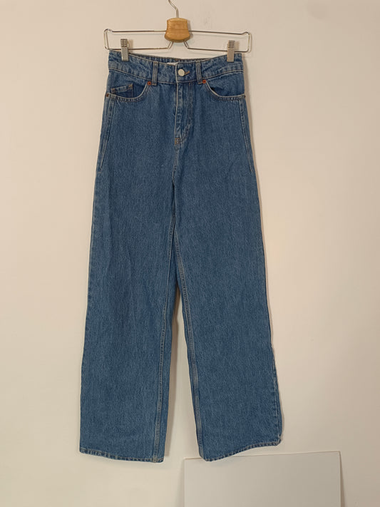 ZARA. Wide-leg denim trousers, size 34