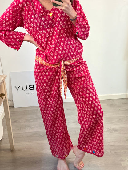 NATURE. Printed pink set. TS/M