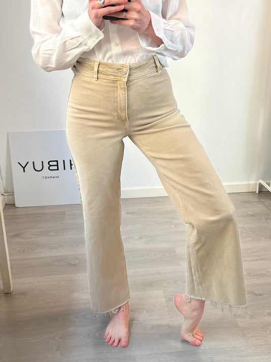 MANGO. Tan beige straight denim. T 34