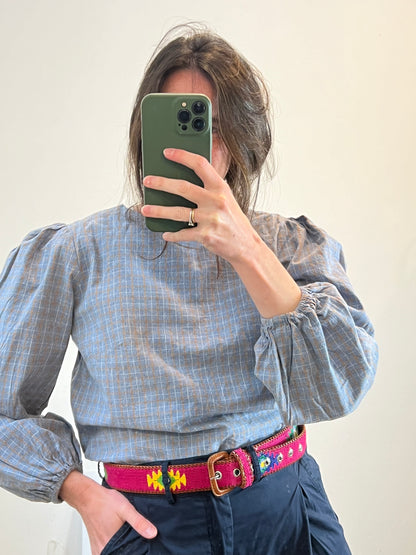 CLOTILDE SENILLOSA. Blue checked blouse TM