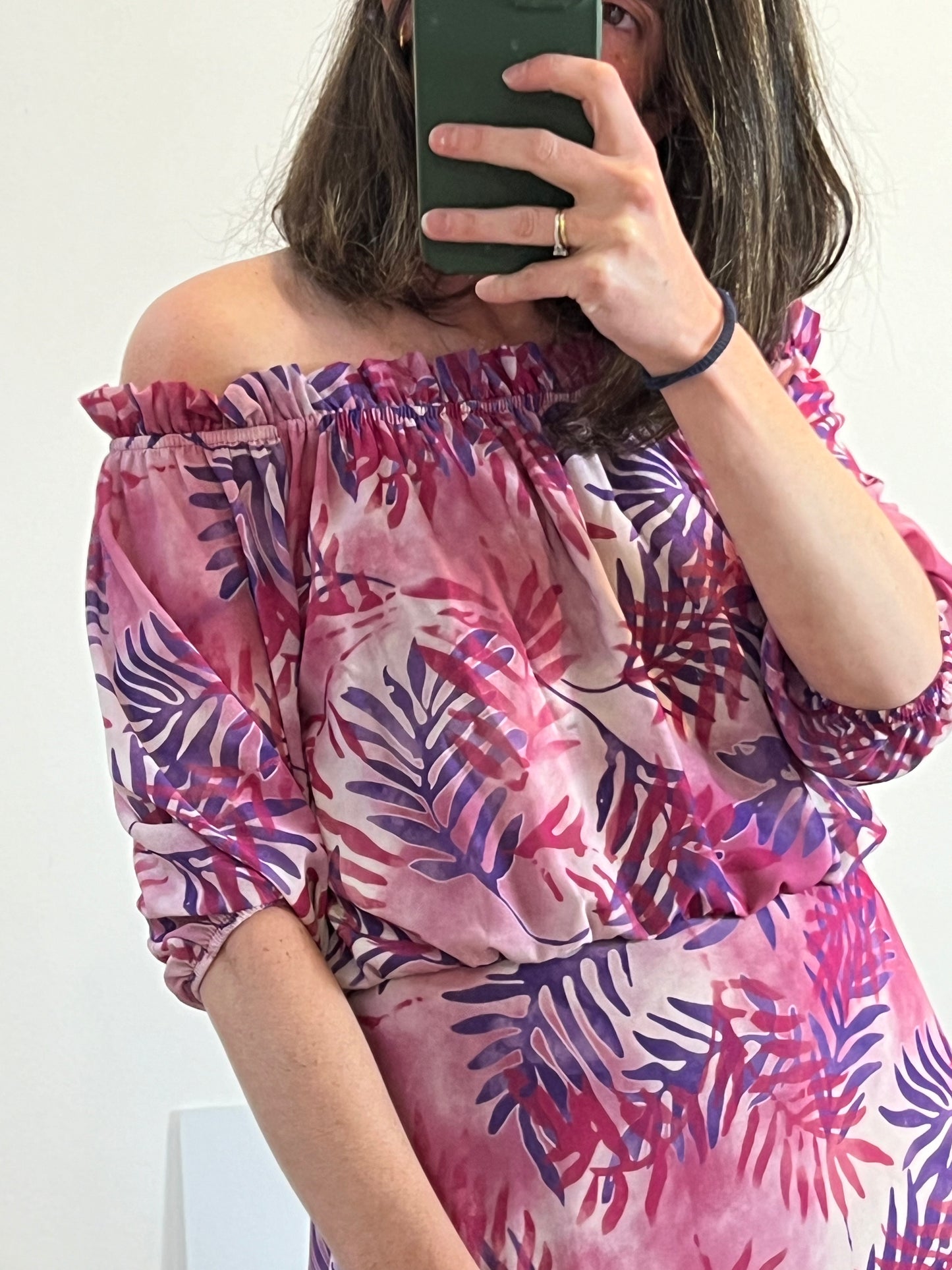 PANIAGUA. Vestido largo estampado hojas. T 1 ( S )