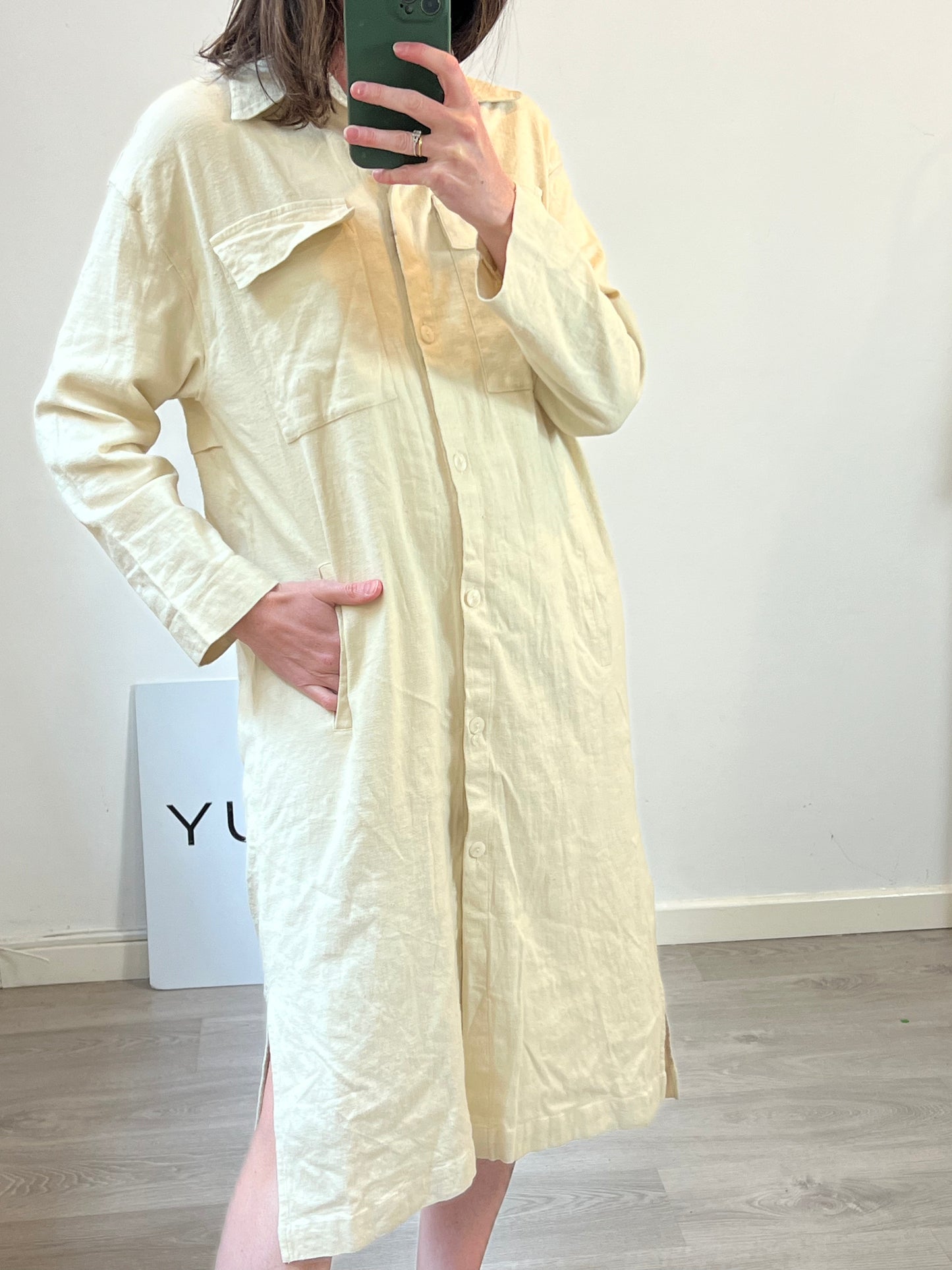 GUITARE. Vestido camisero beige T.m