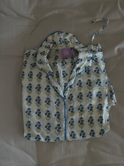 ZUA. Pijama beige flores T.m