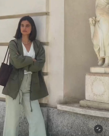 Pantalón verde denim culotte T.36