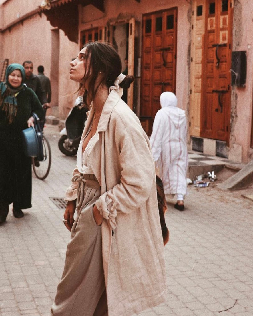 PULL&BEAR. Chaqueta beige con lino T.s