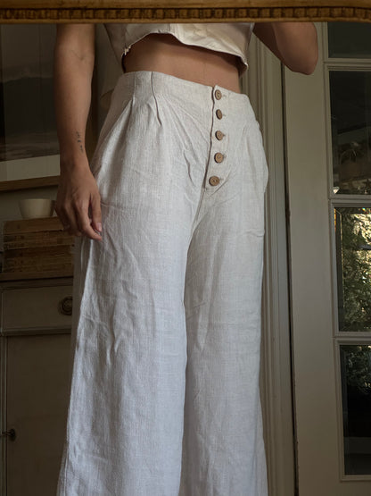 TOPSHOP.pantalón lino beige T.36