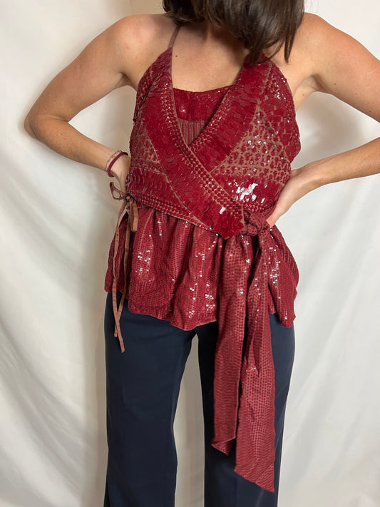 DRIÉS VAN NOTEN. Asymmetrical sequin topT.38