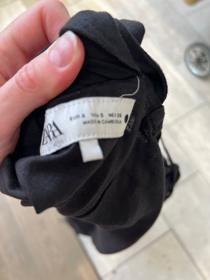 ZARA. vestido lino negro  T.s