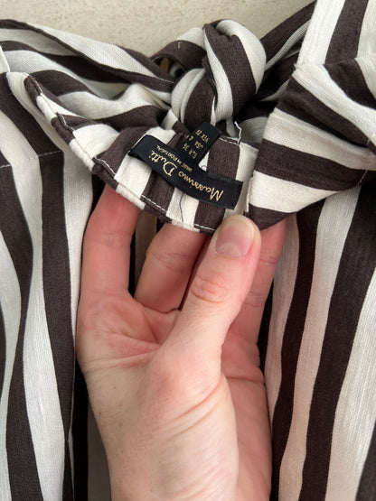 MASSIMO DUTTI. Vestido largo rayas marrones T.36