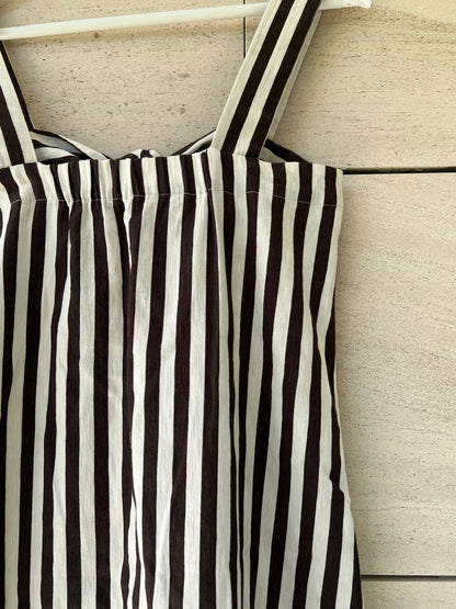 MASSIMO DUTTI. Vestido largo rayas marrones T.36