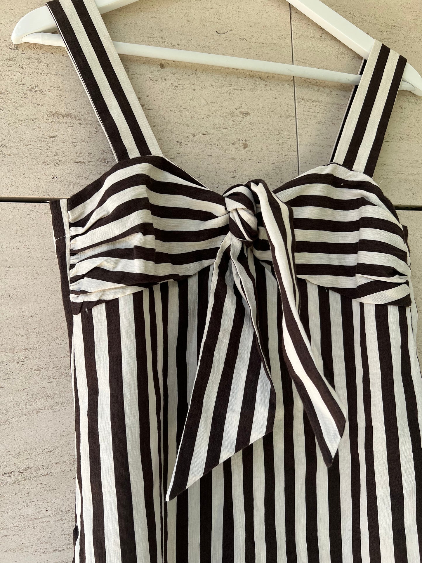 MASSIMO DUTTI. Vestido largo rayas marrones T.36